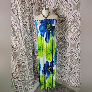 123 strapless floral maxi dress